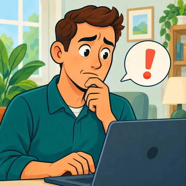 Illustration of a home user unsure about a computer alert