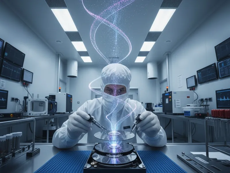 Data recovery specialist working in a clean room lab to recover files from a failed hard drive in Palm Beach County