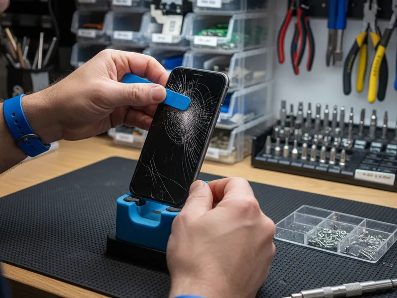Precision smartphone screen replacement being performed by a certified technician at Fix My PC Store
